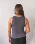 Long Ribbed High Neck - Charcoal