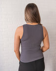 Long Ribbed High Neck - Charcoal