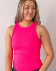 Long Ribbed High Neck - Neon Fuchsia