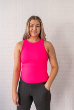 Load image into Gallery viewer, Long Ribbed High Neck - Neon Fuchsia
