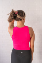 Load image into Gallery viewer, Cropped Ribbed High Neck - Neon Fuchsia
