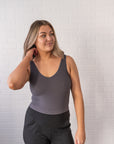 Brami V-Neck Crop - Charcoal