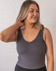 Brami V-Neck Crop - Charcoal