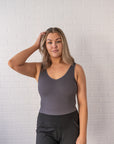 Brami V-Neck Crop - Charcoal