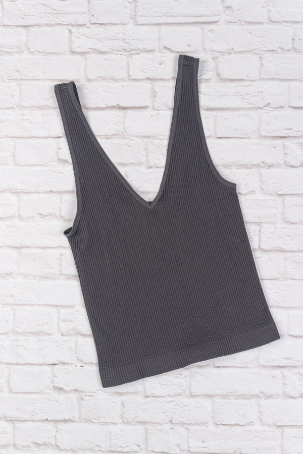 Brami V-Neck Crop - Charcoal