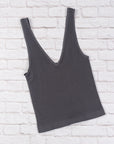 Brami V-Neck Crop - Charcoal