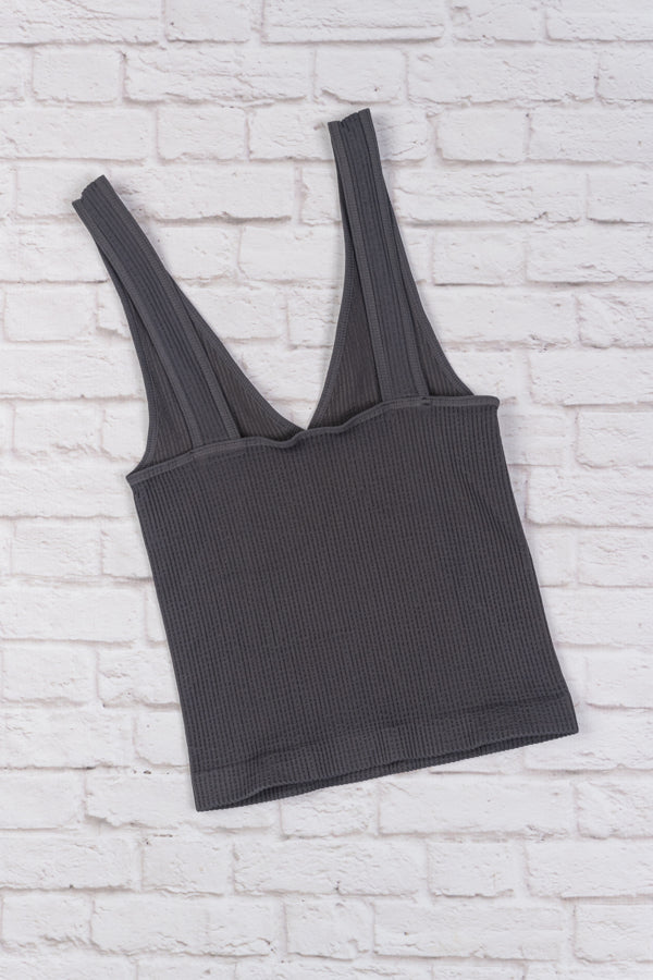 Brami V-Neck Crop - Charcoal