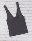 Brami V-Neck Crop - Charcoal