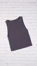 Load image into Gallery viewer, Cropped Ribbed High Neck - Charcoal
