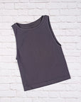 Cropped Ribbed High Neck - Charcoal