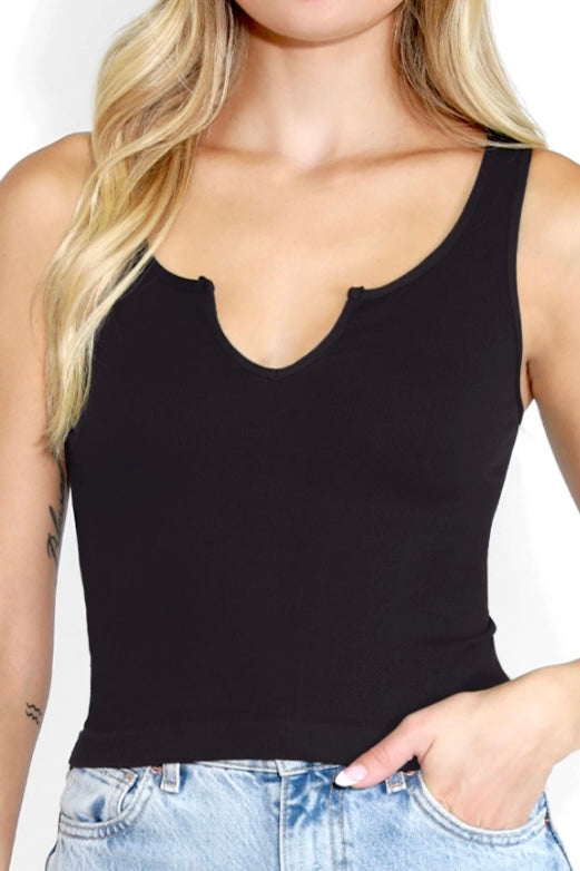 Every Day Cropped Notch Tank - Black