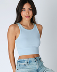 Chevron High Neck Crop - Breezy Blue