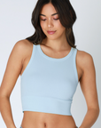 Chevron High Neck Crop - Breezy Blue