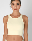 Chevron High Neck Crop - Vanilla