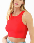 Chevron High Neck Crop - Red