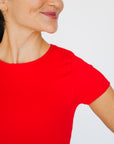 Cropped Ribbed Baby Tee - Red