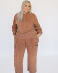 Vibing Oversized Utility Sweatpants - Chestnut