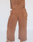 Vibing Oversized Utility Sweatpants - Chestnut