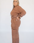 Vibing Oversized Utility Sweatpants - Chestnut