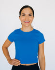 Cropped Ribbed Baby Tee - Royal Blue