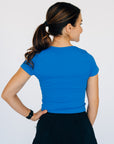 Cropped Ribbed Baby Tee - Royal Blue