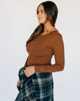 High Neck Long Sleeve Bodysuit - Chestnut