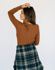 High Neck Long Sleeve Bodysuit - Chestnut