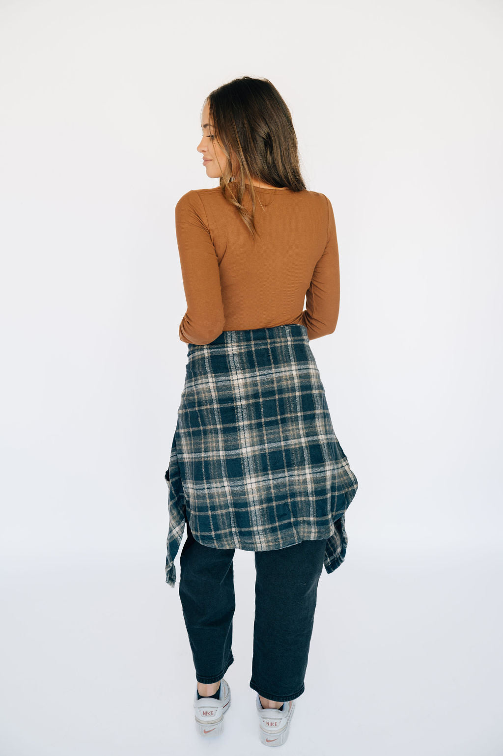 Navy &amp; Tan Plaid Shacket