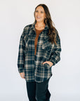 Navy & Tan Plaid Shacket