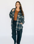 Navy & Tan Plaid Shacket