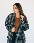 Navy & Tan Plaid Shacket