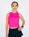 Cropped Ribbed High Neck - Neon Fuchsia *RESTOCKED*