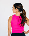 Cropped Ribbed High Neck - Neon Fuchsia *RESTOCKED*