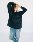 Oversized Washed Long Sleeve Pocket Tee - Black