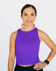 Cropped Ribbed High Neck - Neon Purple