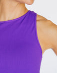 Cropped Ribbed High Neck - Neon Purple