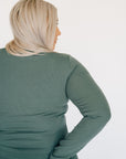 Scoop Neck Ribbed Long Sleeve - Green