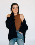 Oversized Knit Cardigan - Black