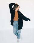 Oversized Knit Cardigan - Black