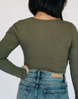 High Neck Long Sleeve Bodysuit - Olive