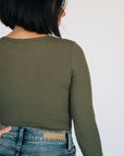 High Neck Long Sleeve Bodysuit - Olive