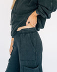 Vibing Oversized Utility Sweatpants - Black