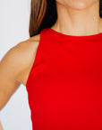 Cropped Ribbed High Neck - Red *RESTOCKED*