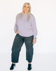 Oversized Washed Long Sleeve Pocket Tee - Lavender