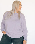 Oversized Washed Long Sleeve Pocket Tee - Lavender