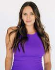 Long Ribbed High Neck - Neon Purple