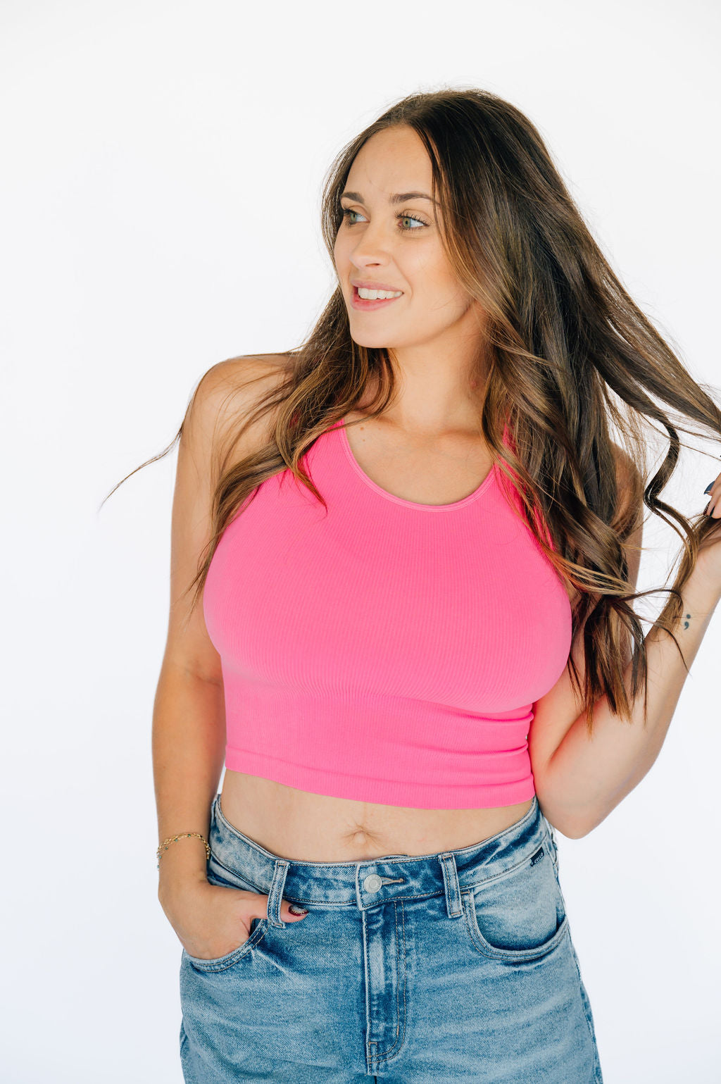 Cropped Racerback - Barbie Pink