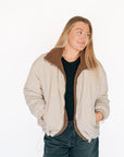 Bougie Reversible Sherpa Puff Bomber Jacket