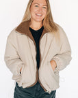 Bougie Reversible Sherpa Puff Bomber Jacket