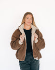 Bougie Reversible Sherpa Puff Bomber Jacket